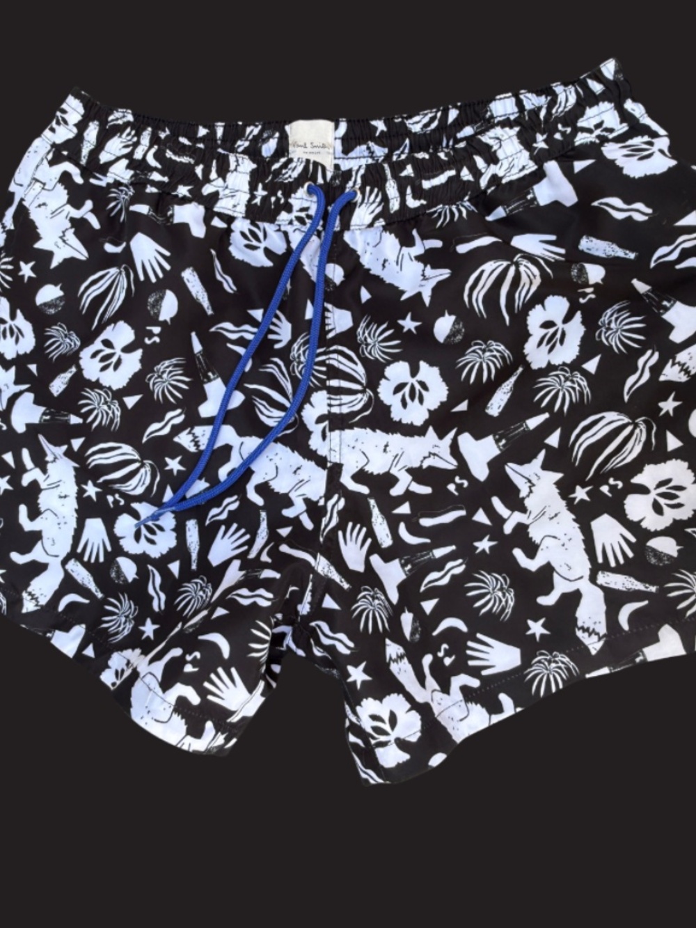 PS Paul Smith Beach Graphics Swim Shorts Men’s Small Black White